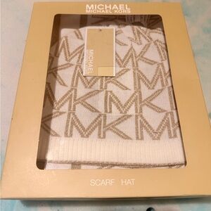 Michael Kors White and Gold MK Scarf